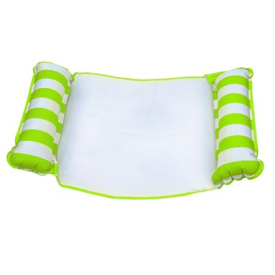 Aqua Monterey Water Inflatable 4-in-1 Versatile Design Pool Hammock Floating Lounger Chair, Lime Green and White Stripes