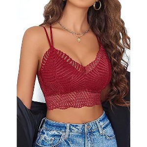 Avidlove Lace Bralette for Women V Neck Camisoles Racerback Adjustable Strap Crop Top - 1 of 3
