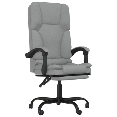 Gray Fabric Swivel Office Chair with Fixed Arms and Metal Base
