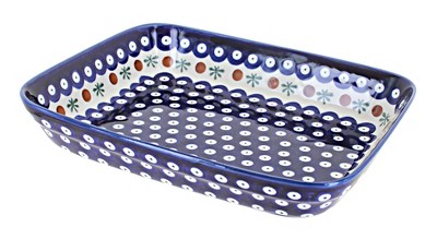Blue Rose Polish Pottery 370 Zaklady Medium Rectangular Baker