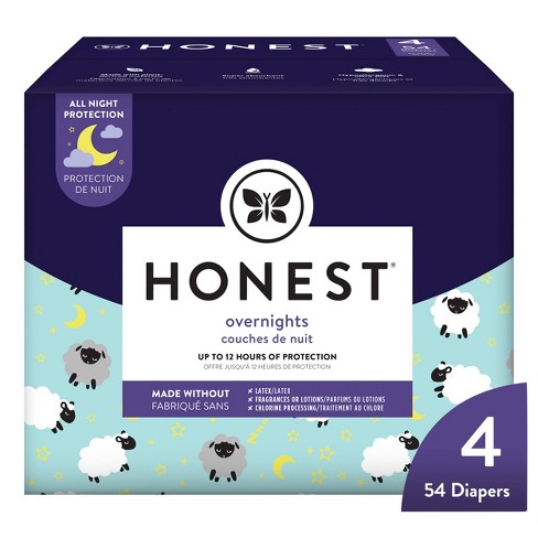 The Honest Company Clean Conscious Sleepy Sheep Disposable Overnight  Diapers - Size 4 - 54ct : Target