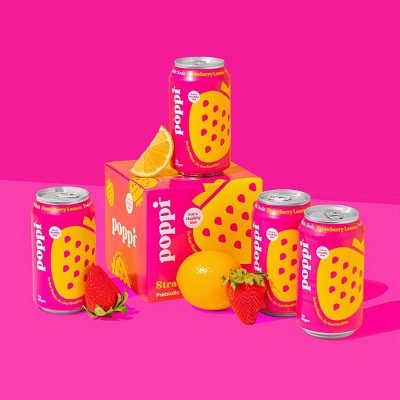 Poppi Strawberry Lemon Prebiotic Soda - 4pk/12 fl oz Cans_1