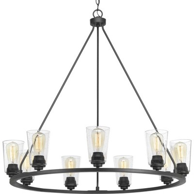 Graphite 36" Industrial 9-Light Steel Chandelier