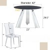Infurnic Dining Sets Dining Table and Chair Set Mirror-polished Stainless Steel Base 4 Chairs Modern Luxury Round , White, 42"*42"*29.5" - 3 of 4
