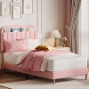 Acekool Twin Bed Frame with Bookcase Headboard, Upholstered Platform Bed with Wooden Slat Support, Kids and Teens Twin Size Bed - 3 of 4