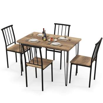 Tangkula 5-Piece Dining Table Set for Small Space Kitchen Table Set for 4 Natural