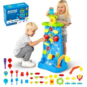 Double-Sided Sand & Water Table with 37 PC Waterfall Set - 1 of 4