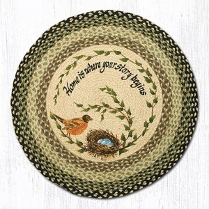 Earth Rugs Round Patch Tread – 27"x27" Braided Jute Mat with Robin’s Nest Design, Cottage-Inspired Natural Accent for Entry or Kitchen - 1 of 3