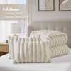 AENKYO Queen Faux-Fur Comforter Set, Reversible Ribbed Velvet & Plush 3-Piece Bedding, All-Season Midweight Luxury in Ivory - 4 of 4