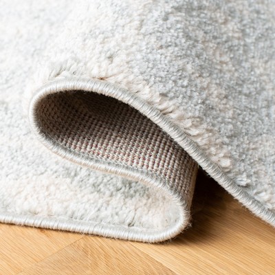 Ivory and Light Grey Square Synthetic Area Rug