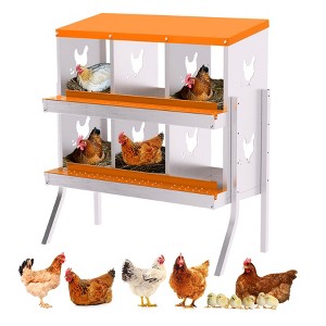 Garvee 8/10-Hole Metal Chicken Nesting Box with Perch, Roll-Away Egg Design, Wall Mount or Freestanding, Heavy-Duty Galvanized Steel - 1 of 4