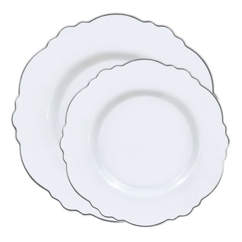 Smarty Had A Party Black With Silver Edge Rim Plastic Dinnerware Value Set  (120 Dinner Plates + 120 Salad Plates) : Target