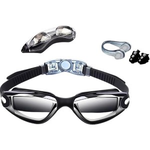 Elev8te Swim Goggles Kit - Anti-Fog, UV Protection, Adjustable Fit, Includes Earplugs & Nose Clip for All Ages - 1 of 4