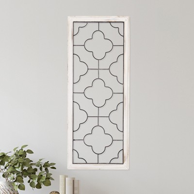 Metal & Wood Wall Panel ? Decorative Clover Scrollwork Trimmed in a Beveled Wood Frame for Home, Office & Bedroom Decor by Lavish Home