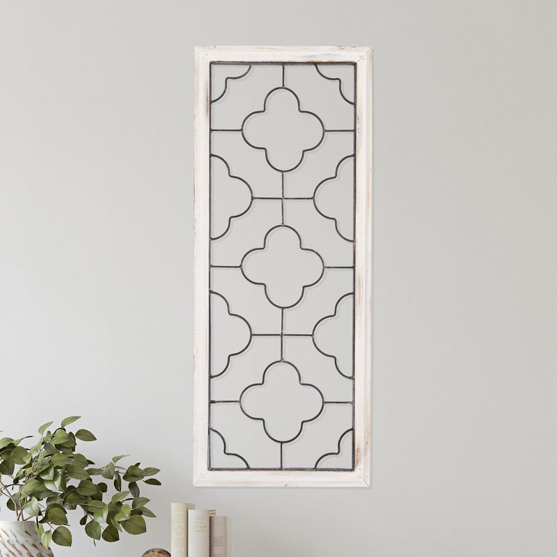 Metal & Wood Wall Panel ? Decorative Clover Scrollwork Trimmed in a Beveled Wood Frame for Home, Office & Bedroom Decor by Lavish Home, 1 of 8