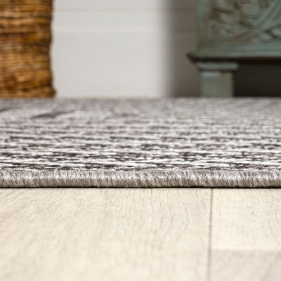 Modern Chevron Geometric 5x8 Black and Light Gray Synthetic Area Rug