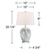 360 Lighting Travis 20 1/4" High Small Modern Coastal Accent Table Lamp Blue Marble Finish Ceramic Single White Shade Living Room Bedroom Bedside - 4 of 4