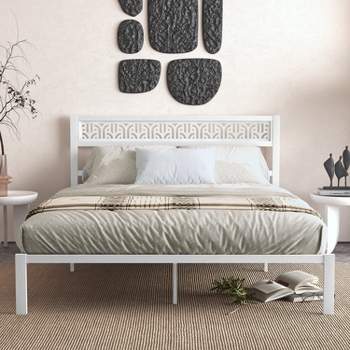 Galano Candence Calico Metal Frame Queen Platform Bed in Black, White
