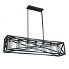 Dewdrop Modern Farmhouse 7-Light Linear Pendant, Black Metal Rectangle Chandelier with Cross Frame and Clear Glass Shades - 2 of 4