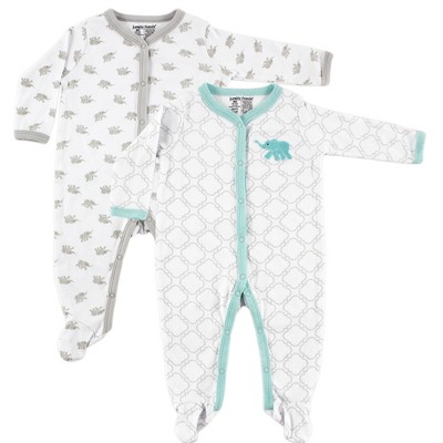 Image of Luvable Friends Baby Cotton Snap Sleep and Play 2pk, Elephant, 6-9 Months