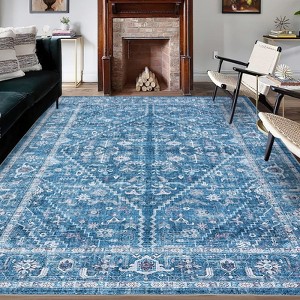 Area Rugs - Washable, Non-Slip, Kid & Pet Friendly, Vintage Foldable, Thin Low Pile Rug for Bedroom Kitchen Dining Room - 1 of 4