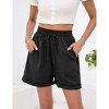 Coolmee Women Casual Shorts Drawstring Comfy Elastic Waist Shorts Summer Lightweight Short with Pockets - 4 of 4