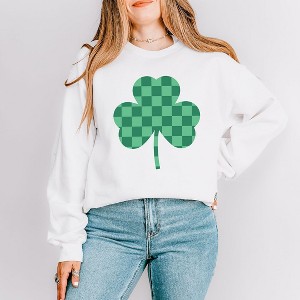 Simply Sage Market Women's Graphic Sweatshirt Checker Shamrock - 1 of 4
