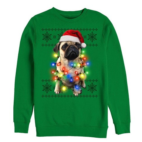 Men s Lost Gods Ugly Christmas Pug Lights Sweatshirt Target