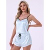 cheibear Women's Silky Satin Sleepwear Nightwear Cami Tops with Shorts Loungewear Pajamas Set - 3 of 4