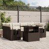 vidaXL Patio Sofa Set with Cushions Outdoor Furniture 7 Piece Poly Rattan - Brown and cream without storage - 2 of 4