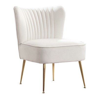 WestinTrends Phoebe Upholstered Tufted Velvet Accent Chair With Metal Leg