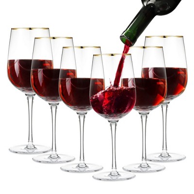 Berkware Elegant Gold-Rimmed Long Stem Wine Glass - 12.7oz