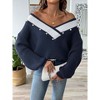 Coolmee Women's V Neck Sweaters Long Sleeve Lightweight Knit Pullover Tops with Decorative Buttons - 4 of 4