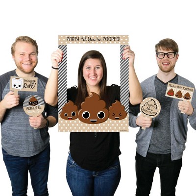 Big Dot of Happiness Party 'Til You're Pooped  - Poop Emoji Party Selfie Photo Booth Picture Frame & Props - Printed on Sturdy Material