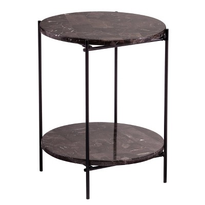 Simchett Round Marble Side Table Gray/Black - Aiden Lane