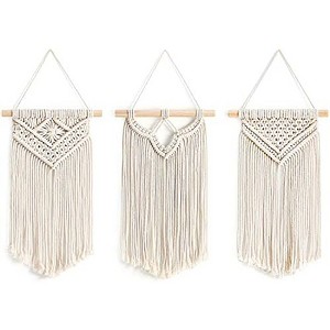 Aoibox Small Macrame Wall Hanging 3 Pack, Boho Woven Wall Decor for Bedroom, Living Room, Apartment, 8" W x 14" L - 1 of 4