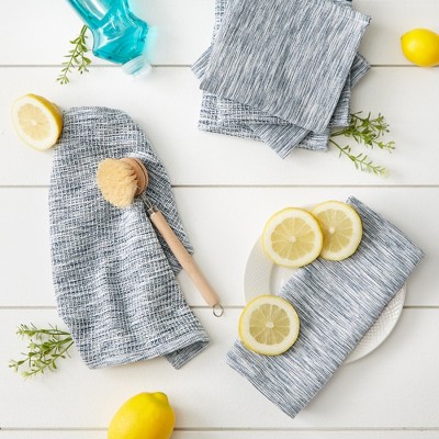 Teal Green and Off-White Recycled Cotton Dishcloth Set of 6