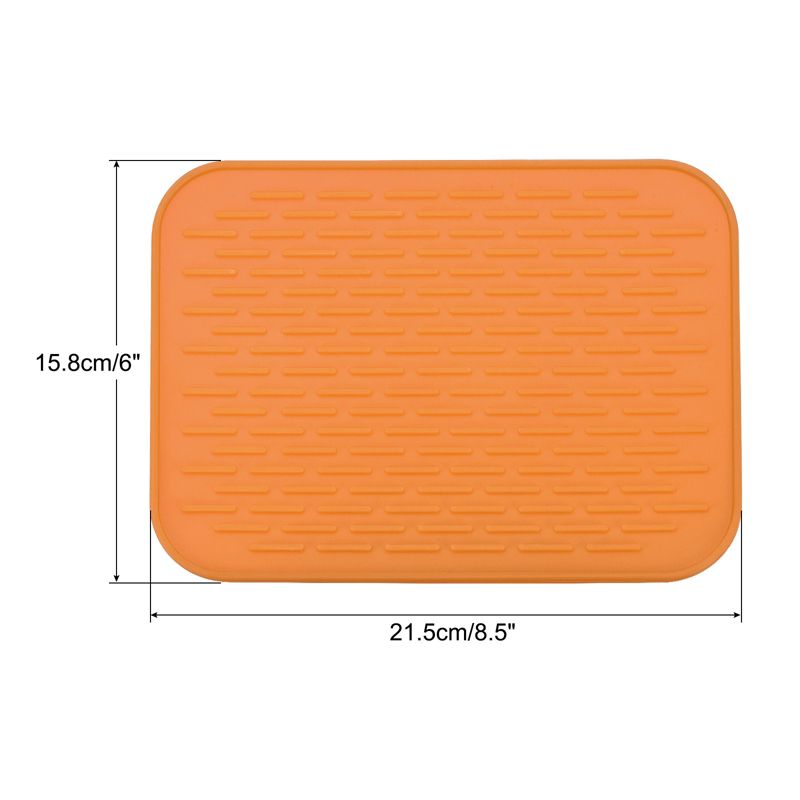 Unique Bargains Dish Drying Mat Set Silicone Drain Pad Heat Resistant Suitable for Kitchen 3 Pcs, 2 of 6