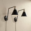 360 Lighting Modern Wall Lamp Plug-In Set of 2 Black and Antique Brass for Bedroom Reading Living Room - image 2 of 4