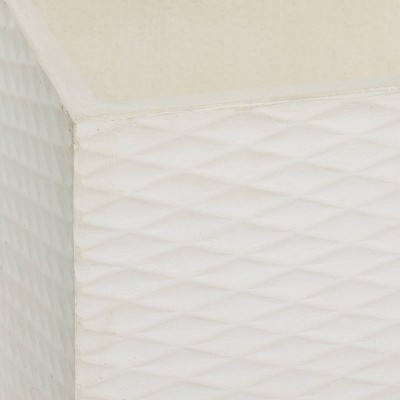 Modern White Textured Square Fiber Clay Planter Set