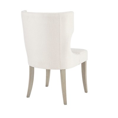 Cream Upholstered Wingback Dining Chair with Rubberwood Legs