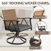HOMEFUN 5 Piece Patio Dining Set for 4,Outdoor Wicker Furniture Set with 4 Cushions Swivel Rocker Chairs,steel Table Top,Gray - 4 of 4