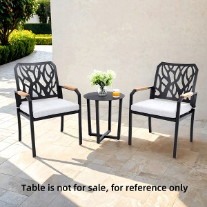 UNISOAR Outdoor Patio Aluminum Stationary Dining Chairs 2PCS with Outdoor-grade Sunbrella Fabric Cushions, Branch-Like Backrest - 1 of 4