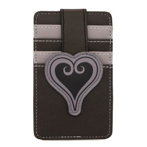 Disney Vegan Leather Wallet, ID Card Holder, Kingdom Hearts Heart Black Gray Slots - 1 of 4