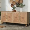 Ridstar 62.99 in. W Carved Door Large Storage Cabinet with Metal Handles for Living Room, Kitchen & Entryway-Natural - 3 of 4