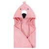 Hudson Baby Infant Girl Cotton Animal Face Hooded Towel, Pink Flamingo, One Size - 3 of 4