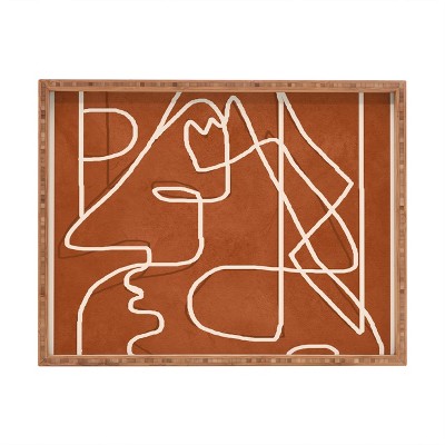 Nadja Abstract Face Sketch 4 Rectangular Tray - Deny Designs