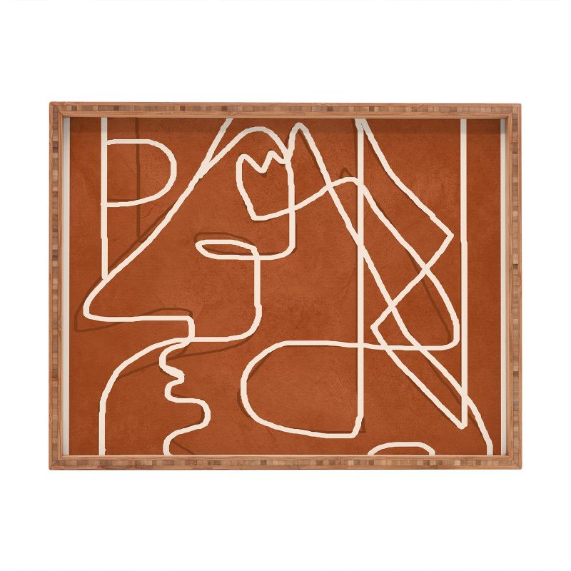 Nadja Abstract Face Sketch 4 Rectangular Tray - Deny Designs, 1 of 3