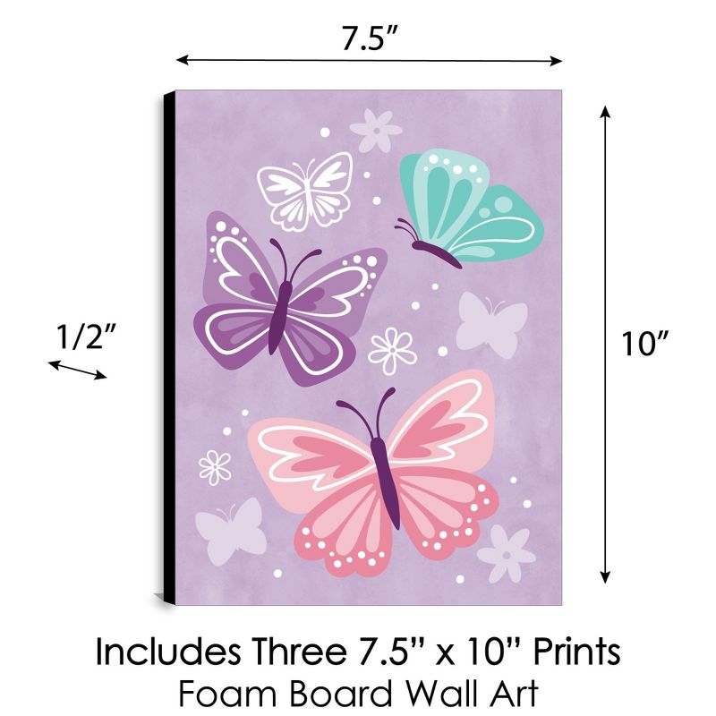 Big Dot of Happiness Beautiful Butterfly - Floral Nursery Wall Art and Kids Room Decor - 7.5 x 10 inches - Set of 3 Prints, 5 of 8