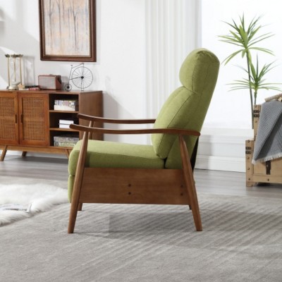 Green Wood Frame Armchair, Modern Accent Chair Lounge Chair for Living Room
